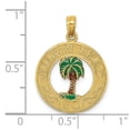 thumbnail image 3 of FB Jewels 14K Yellow Gold Hilton Head Sc On Round Frame with Green Palm Tree Center Pendant, 3 of 4