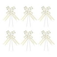 thumbnail image 1 of Unique Bargains 3.3inch Pull Bows Gift Wrapping Pull Bow Gold Thread Style Baskets Present Bows Ribbon White 100 Pcs, 1 of 6