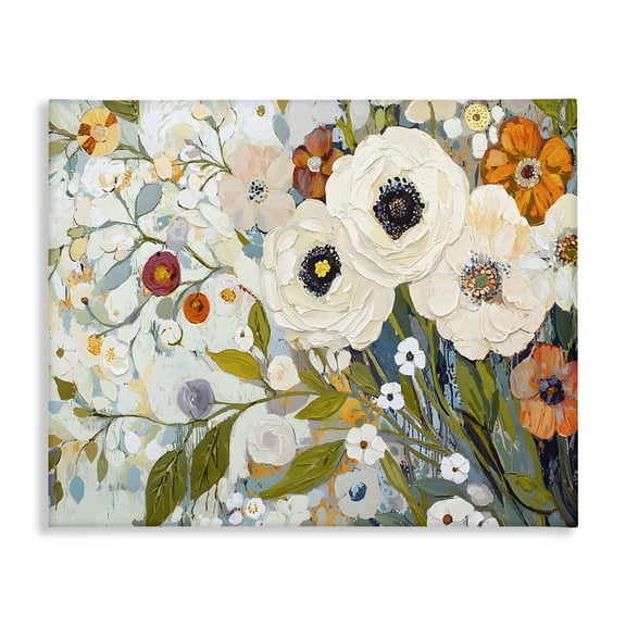 Stupell Industries Blooming Round Flowers Arrangement Abstract Painting Wrapped Canvas Canvas Art Print Wall Art, 20 x 16