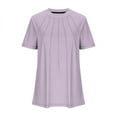 thumbnail image 4 of Scyoekwg Womens Round Neck Basic Tops Trendy Lightweight Dressy Casual Blouses Loose Solid Color Short Sleeve Shirts Blouses (Pink,S), 4 of 4