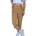 thumbnail image 6 of Horkkom Capri Pants for Women High Waisted Straight Leg Capris Slim Fit Plus Size Capri Dress Pants Casual Stretch Lightweight Capri Yoga Pants with Pockets, 6 of 9