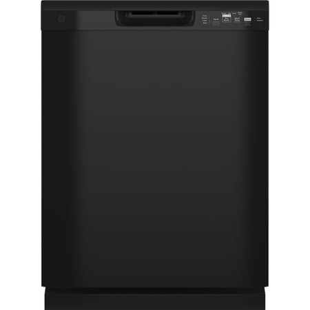 GE - 24" Front Control Built-In Plastic Tub Dishwasher with Steam + Sanitization and 55 dBA - Black