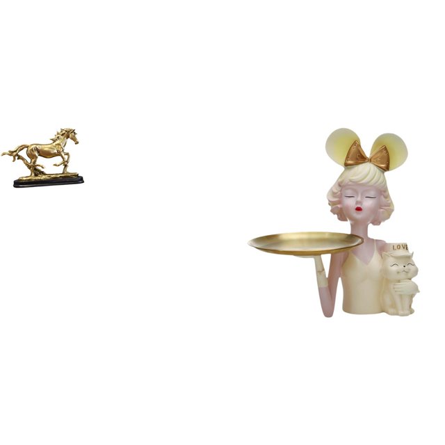 Figura de caballo,Escultura de caballo en miniatura coleccionable,Estatua de animal de adorno de caballo de resina para decoración del hogar,Estatua con bandeja para guardar llaves,Estatua de