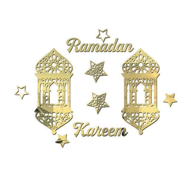 Pegatinas de pared de espejo acrílico Eid Mubarak, calcomanías de pared autoadhesivas, decoración del Festival de Ramadán