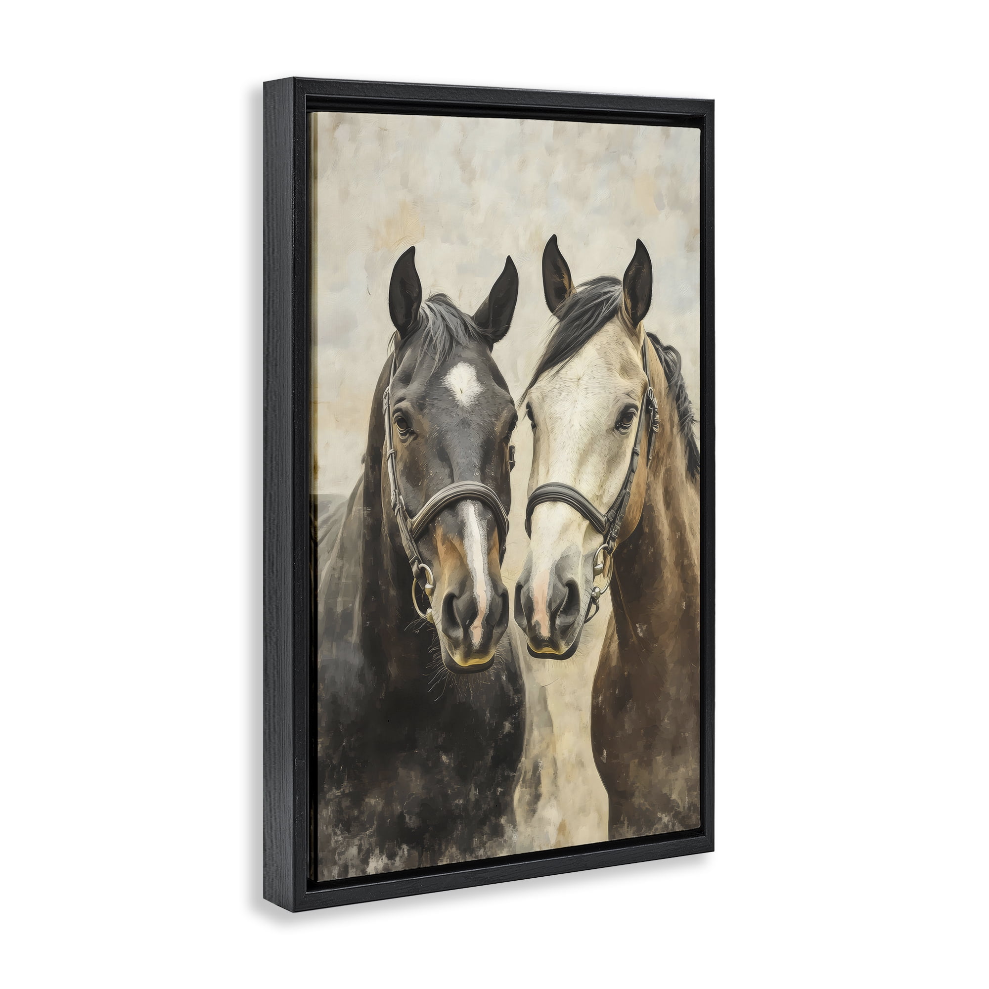 Stupell Industries Pair of Horses in Harmony Black Framed Floater Canvas Wall Art, design by Creative Studio