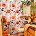 thumbnail image 2 of Halloween Shower Curtain for Bathroom,Fall Pink Pumpkin Ghost Mushroom Shower Curtains with Hooks,Farmhouse Colorful Polyester Fabric Shower Curtains Machine Washable Waterproof Bath Decor 72" x 72", 2 of 6