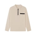 thumbnail image 6 of sdhkgrrt Men's Collared Long Sleeve Zipper Pullover Fall Winter Casual Basic Tops Fashion Trendy Work Business Outfits Clothes, Khaki M, 6 of 6