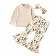 thumbnail image 2 of Tenues de Rentrée Scolaire pour Filles Saint-Valentin Hiver Filles Garçons Coton Col Rond Manches Longues Pantalon Imprimé Vache Bandeau Ensemble Trois Pièces Ensemble de Détente en Solde, 2 of 9