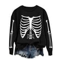 thumbnail image 5 of VKOYWKM Women Halloween Sweatshirts Crewneck Sweatshirts Skeleton Graphic Pullover Vintage Spooky Print Long Sleeve Fall Oversized Sweatshirt, 5 of 7