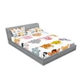 thumbnail image 2 of Ambesonne Cartoon Fitted Sheet & Pillow Sham Set, Farm and Savannah Animals, Queen, Multicolor, 2 of 2