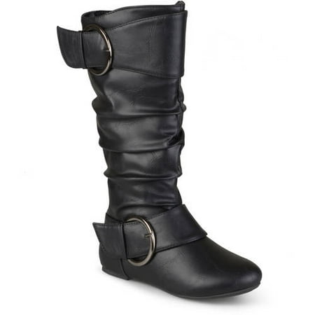 Girl's Faux Leather Buckle Boots