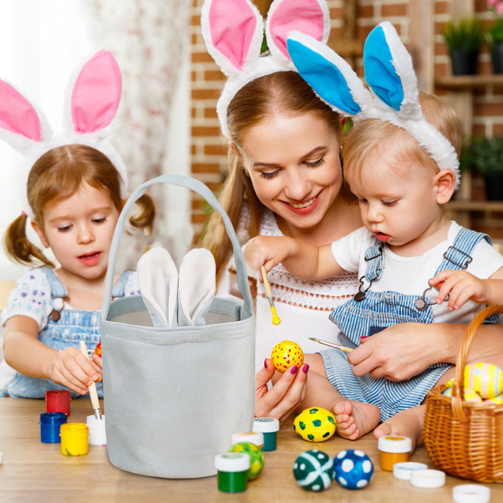 YUNAFFT Personalized Easter Bunny Basket, Easter Baskets for Kids Customized Easter Basket Easter Basket Bags Personalized Easter Baskets for Kids Easter Egg Hunt Basket