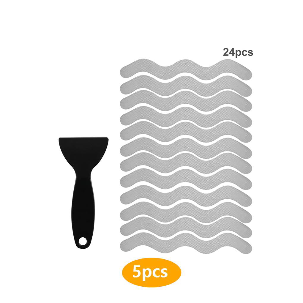 BDHI 24pcs 2cmx38cm Non-Slip Strip Stickers Transparent Anti Slip Grip Stickers Bathtub Flooring Safety Tape Mat for Bathtubs Showers Stair Y56-24 