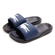 Lacoste Mens Croco Dualiste 1122 2 Slide Sandals, Navy \ White,7 M US