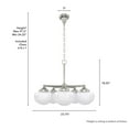 thumbnail image 6 of Hunter - Saddle Creek 5-light Brushed Nickel, Large Chandelier, Dimmable, Schoolhouse Style, Candle Shaped, for Bedrooms, Dining, Living Rooms - 19359, 6 of 7