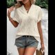 thumbnail image 5 of Tops de Verano para Mujer, Camisa Informal con Cuello en V y Mangas , Camiseta de Tirantes Ligera con Textura de Crochet Albaricoque M, 5 of 8