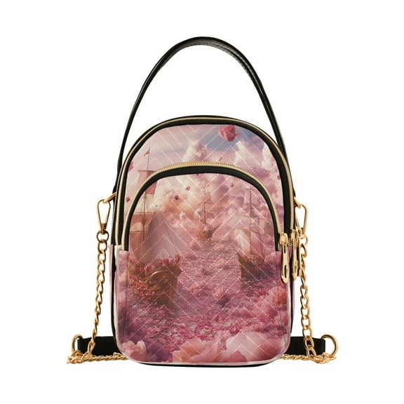 YAZAOO Cross Body Fashion Shoulder Waist Purse Bags Sea Of Flowers Pocket Handbags