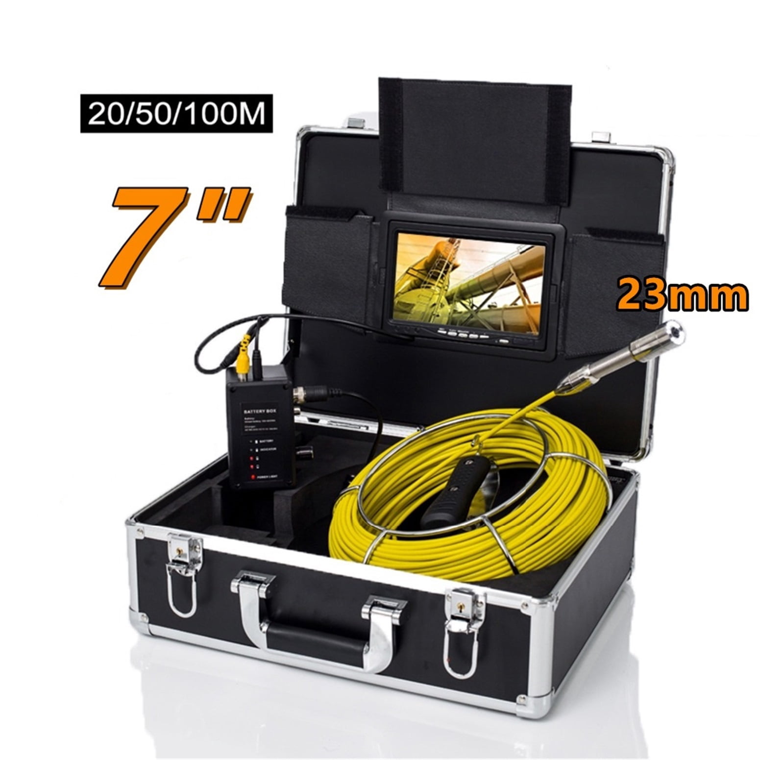 Pipe Inspection Camera DVR 7" Monitor HD 1080P 8GB 20/30/50/100M SYANSPAN 23mm IP68 Drain Sewer Pipeline Industrial Endoscope ,Stunning Clarity