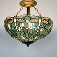 thumbnail image 5 of Tiffany Ceiling Light Fixture Semi Flush Mount 16" Sea Blue Stained Glass Dragonfly Shade Close to Dome Island Boho Hanging Lamp Decor Bedroom Kitchen Dining Living Room Entry Foyer Hallway WERFACTORY, 5 of 8