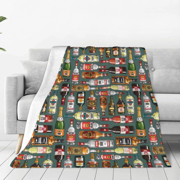 Balery Alcohol Bottles Manta de Felpa Suave y Acogedora – Cobija de Franela Aterciopelada para Cama, Lavable y Cálida para Sofá, Mascotas, Transpirable-40"x30"