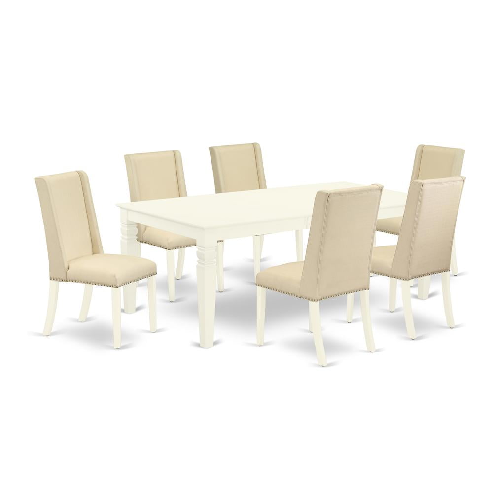 East West Furniture Dining Room Set Linen White WEFL7-WHI-01
