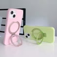 thumbnail image 4 of Simple Candy Colour Silicone Case with Same Colour Stand, Magnetic Case, Soft Feeling, Ladies' Favourite, for iPhone 15 14 13 12 Pro Max Case (Light Green,iPhone 13 Pro Max), 4 of 8