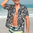 thumbnail image 7 of Honeii Zebra Print Men’s Hawaiian Shirt,Classic Button-Down Short Sleeve Shirt, for Beach, Vacation, and Outdoor Activities,X-Large, 7 of 7