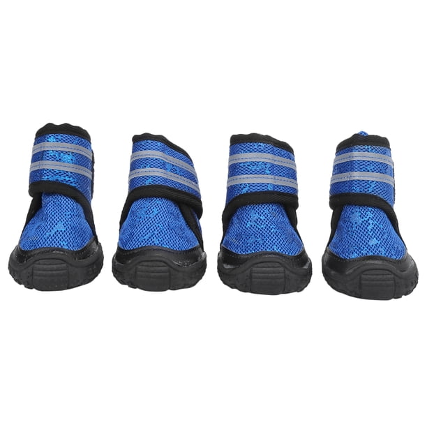 4 zapatos para mascotas, zapatos antideslizantes y transpirables para perros con correas reflectantes para perros pequeños, medianos y grandes (azul 9 cm 3,5 pulgadas)