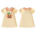 thumbnail image 2 of RUINIXCW Kids Toddler Baby Girl Halloween Dress Outfit Toddler Girls Summer Fall Dress Clothes Pumpkin Embroidery Doll Collar Puff Short Sleeve Dress, 2 of 10