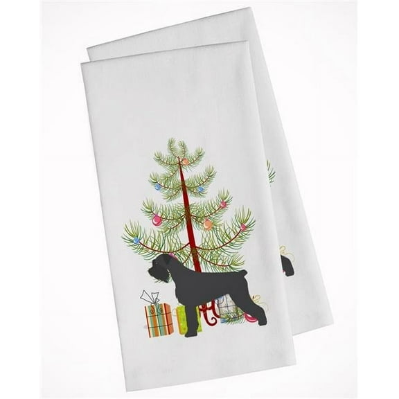 Giant Schnauzer Merry Christmas Tree White Kitchen Towel - Set of 2