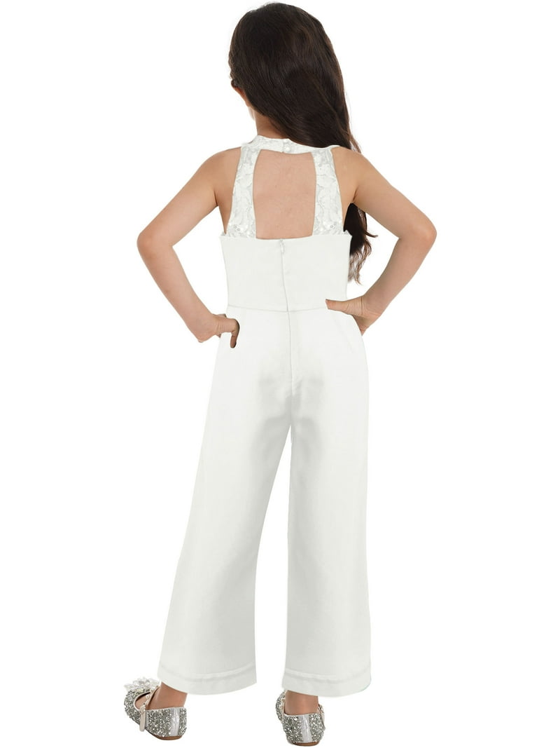 YIZYIF Big Girls Sleeveless Long Romper Cutout Back Shiny