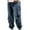 Blue, variant on Miqool Mens and Big Mens Baggy Cargo Jeans Elastic Waist Denim Pants Casual Loose Hip Hop Trousers Vintage Streetwear with Multi Pockets