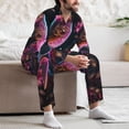 thumbnail image 7 of Naloa Glowing Leaf Bird Men’s Pajamas Set - Long Sleeve Button Down Sleep Shirt and Pajama Bottoms Sleepwear Set-XX-Large, 7 of 7