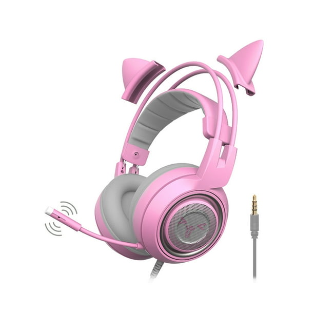 SOMIC G951S Wired Gaming Headset Pink Cat Ear Headphone with Mic 7.1