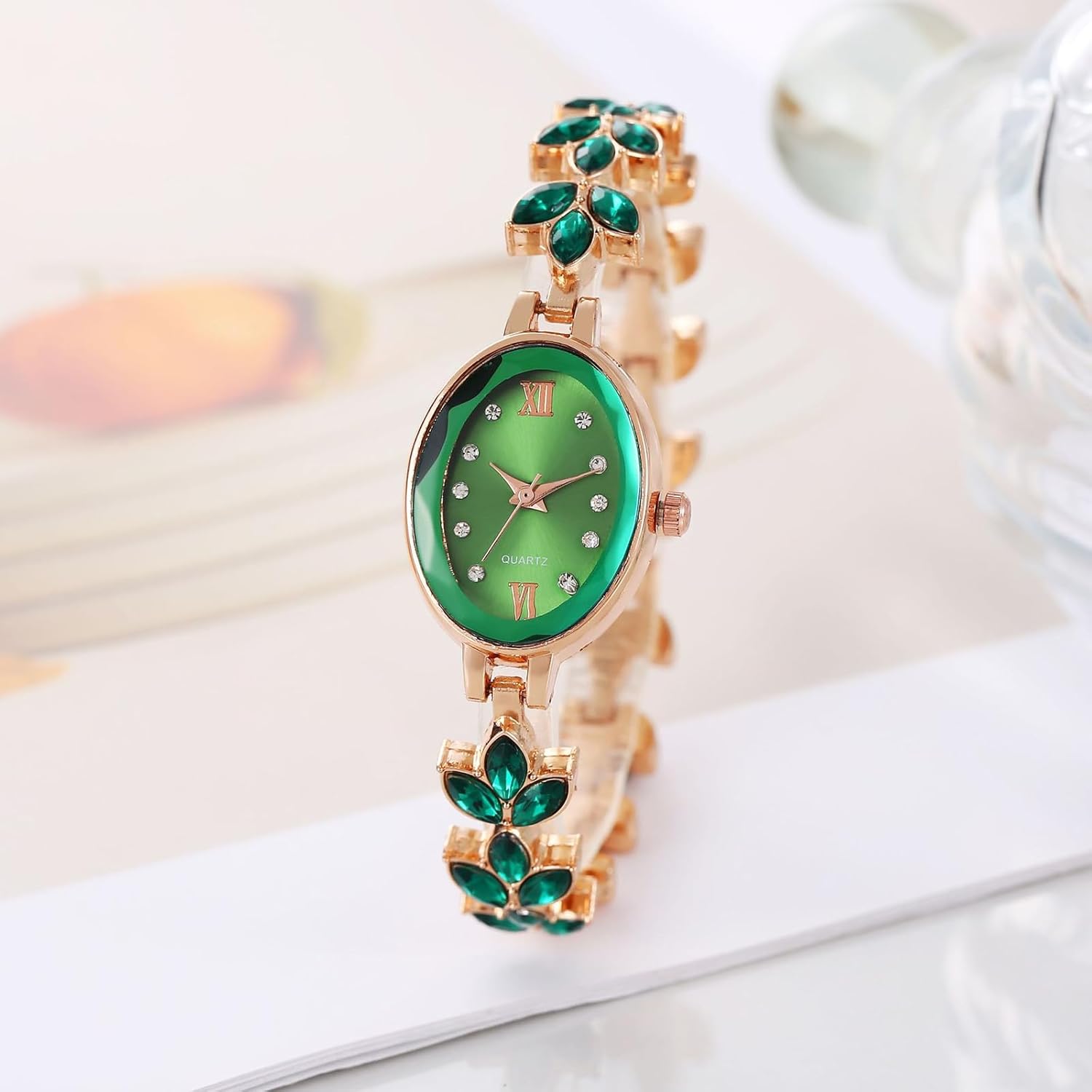 Women's Watch Luxury Petal Casual Bracelet Watch Simulated Quartz Watches for Women