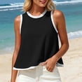 thumbnail image 5 of DeHolifer Women Summer Sleeveless Tops Casual Tank Tops Color Block Crewneck Blouses Going Out T-Shirts Beach Travel Black L, 5 of 5