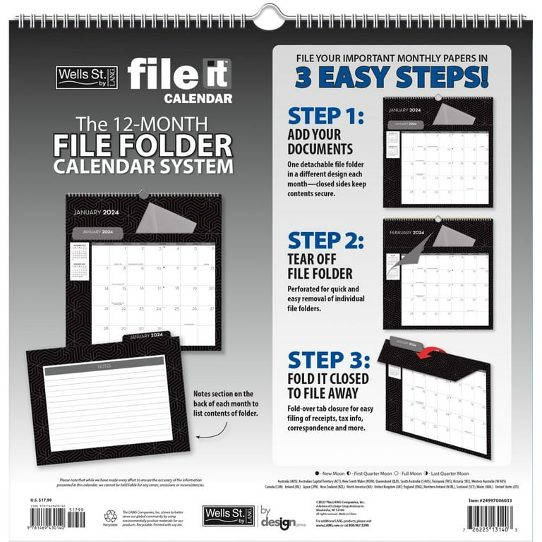 Wells Street by LANG, Office File It 2024 Wall Calendar - Walmart.com