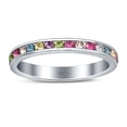 thumbnail image 2 of Full Eternity Stackable Band Wedding Ring Multicolored CZ 925 Sterling Silver Size 9, 2 of 6