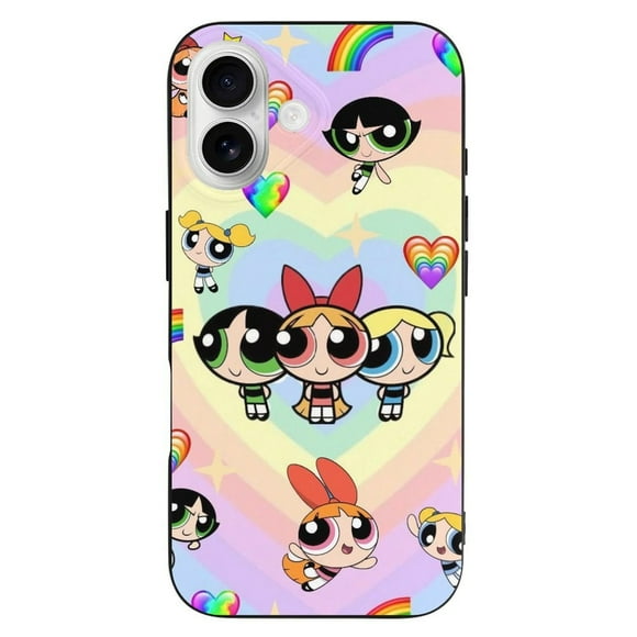 Funda de TPU de Las Chicas Superpoderosas para iPhone 16: ultrafina, a prueba de golpes, antiamarilleo, resistente a arañazos, compatible con carga inalámbrica, agarre mejorado, estilo negro.