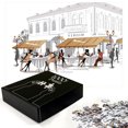 thumbnail image 2 of Ambesonne Cafe Jigsaw Puzzle Durable Cardboard, Relaxing People at Restaurant, 1000 pcs, Persian Orange Pale Grey, 2 of 5