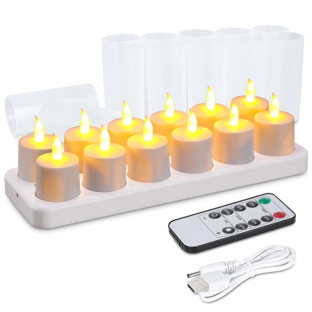 Velas de Té Recargables con Temporizador Remoto, Decoración Romántica para Fiestas en Casa, Restaurantes, Bodas y Navidad.