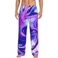 thumbnail image 2 of Lsque Swirl Print Blue Purple1 Print Men's Pajama Pants, Lounge Pant - Comfortable Home Wear,Elastic Waistband, Stylish Design-Medium, 2 of 9