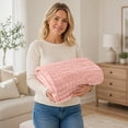 thumbnail image 6 of Winter Blue Waffle Knit Blankets 47X79 Inches, Plush Comfort for Snuggling on Couch, Ideal Christmas Present for Loved Ones, 1 Set, 6 of 7