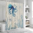 thumbnail image 6 of Blue Octopus Coastal Bathroom Shower Curtains with 12 Hooks Waterproof Shower Curtain for Stalls and Bathtubs Coral Summer Beach Nautical Ocean Beige Decorative Bathroom Privacy Curtain 72x78 Inches, 6 of 9