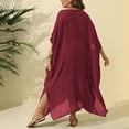 thumbnail image 5 of Women Fashion Casual Large Size Solid Color Loose Beach Cover Up Dress Long Slit Floor Length Holiday Resort Wear Summer Outfit, 5 of 6
