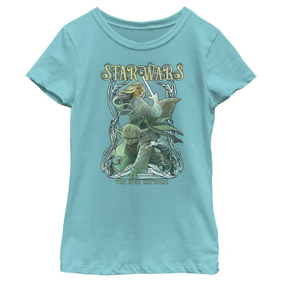 Girl's Star Wars The High Republic Yoda and Avar Kriss Graphic Tee Tahiti Blue X Small
