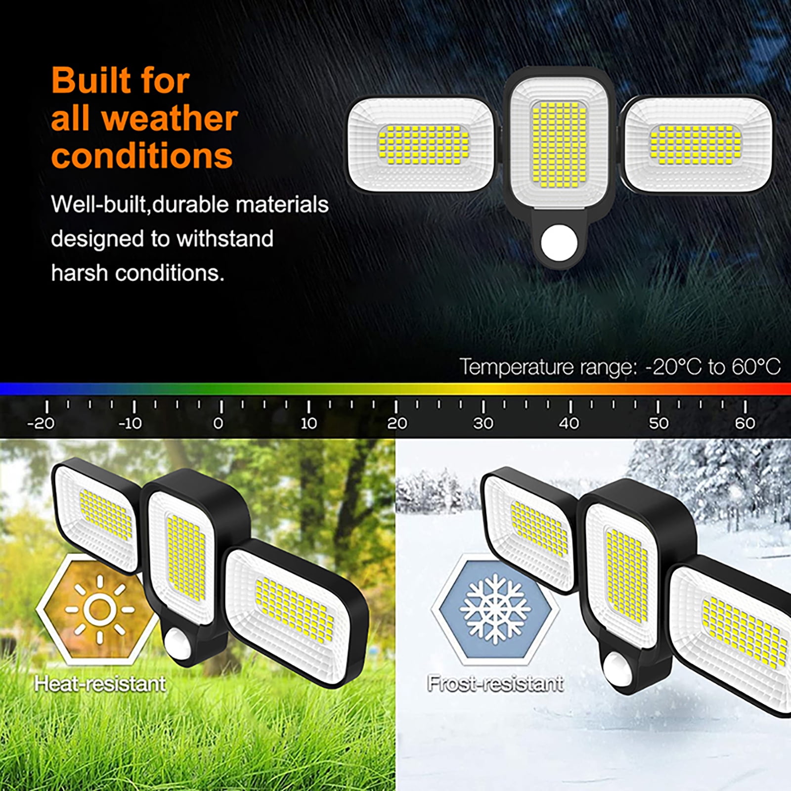 Foluu Solar Flood Lights 225 LED 3 Modle 270° Waterproof Motion Sensor Security Lights with 197In Cable 1Pack