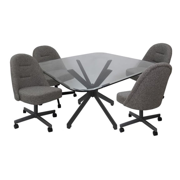 M-235 Dinette Swivel Metal Caster Chairs - Clear Glass - Mojeva Grey - Grey