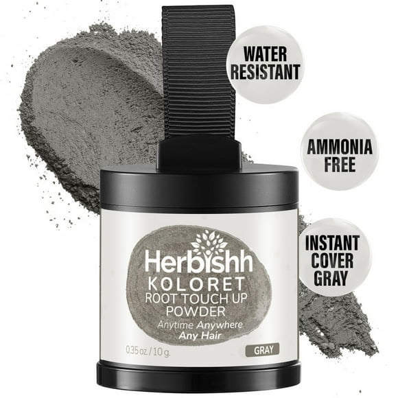 Koloret Root Touch Up Powder– Gray Powder for Women & Men, Instant Root Cover Up for Gray Coverage, Hairline Concealer for Thinning Hair & Bald Spots, Water-Resistant & Smudge-Proof, 10g