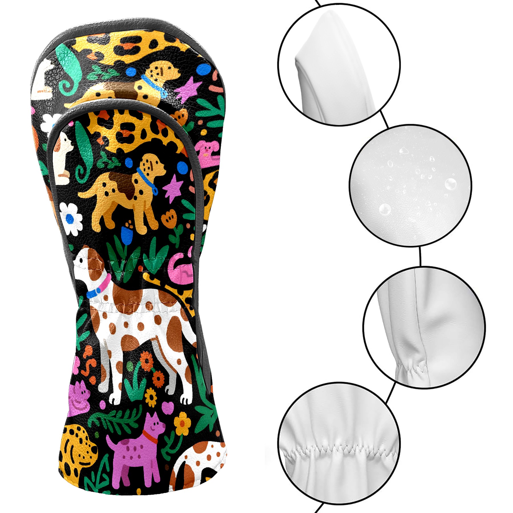 Golf Club Head Covers - Green Butterfly Design, Waterproof, Velvet Lining, Fits Driver/Hybrid/Putter, Gift for Men & Women